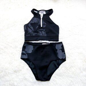 Adidas Stella McCartney Swim Suit Size Small Neoprene Black Flower Zipper